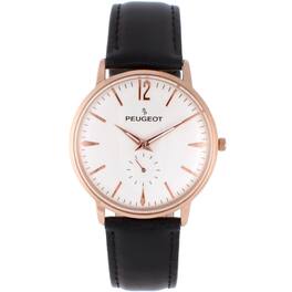 Peugeot - Men's 40mm Vintage Remote Sweep Leather Strap Watch - Rose Gold