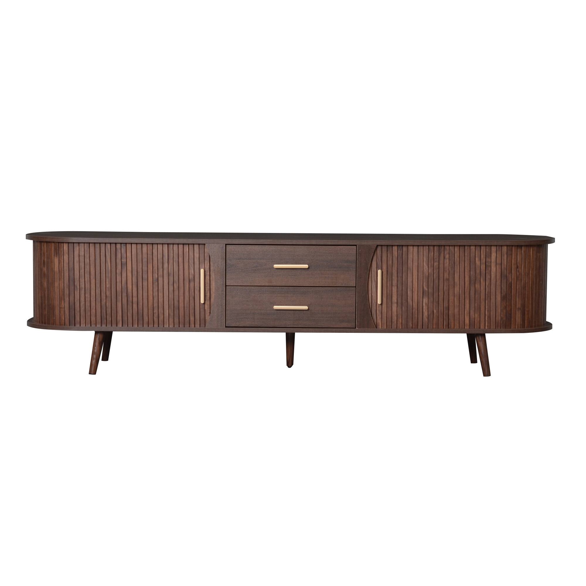 Angle. Spaco - Spaco Mid Century Modern TV Stand for 80" TVs with 2 Drawers, Media Console, Storage for Living Room Entertainment - Dark Brown.