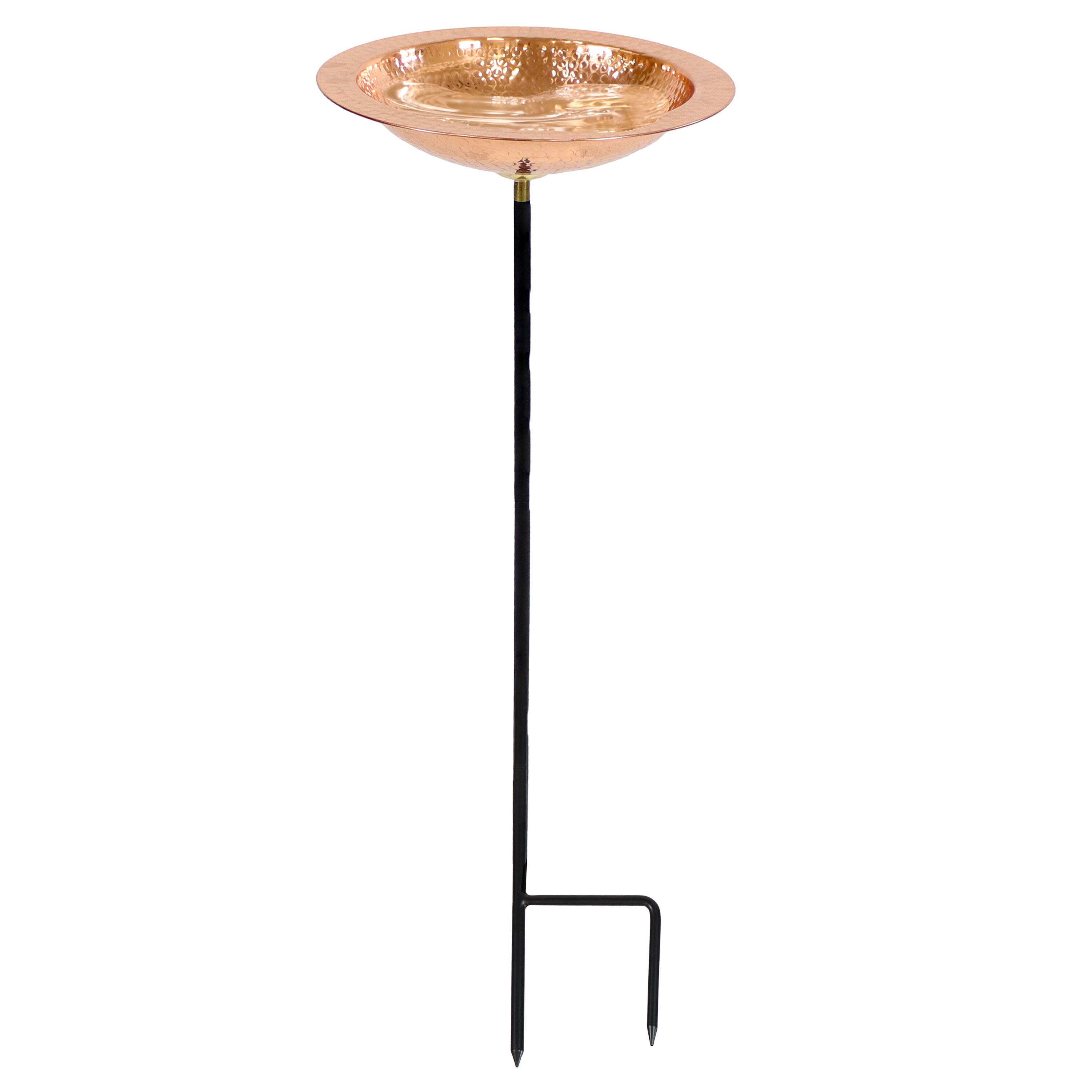 Alt View 5. Sunnydaze - Hand-Hammered Standing Bird Bath or Bird Feeder with Stake - Copper.