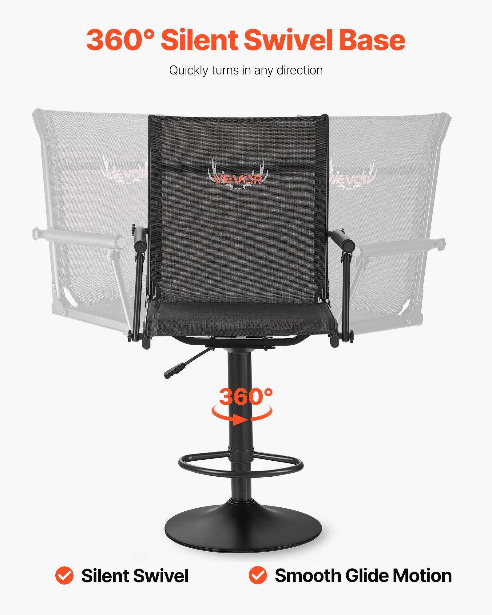360° Silent Swivel Base  
Quickly turns in any direction

VEVOR

Silent Swivel  
Smooth Glide Motion