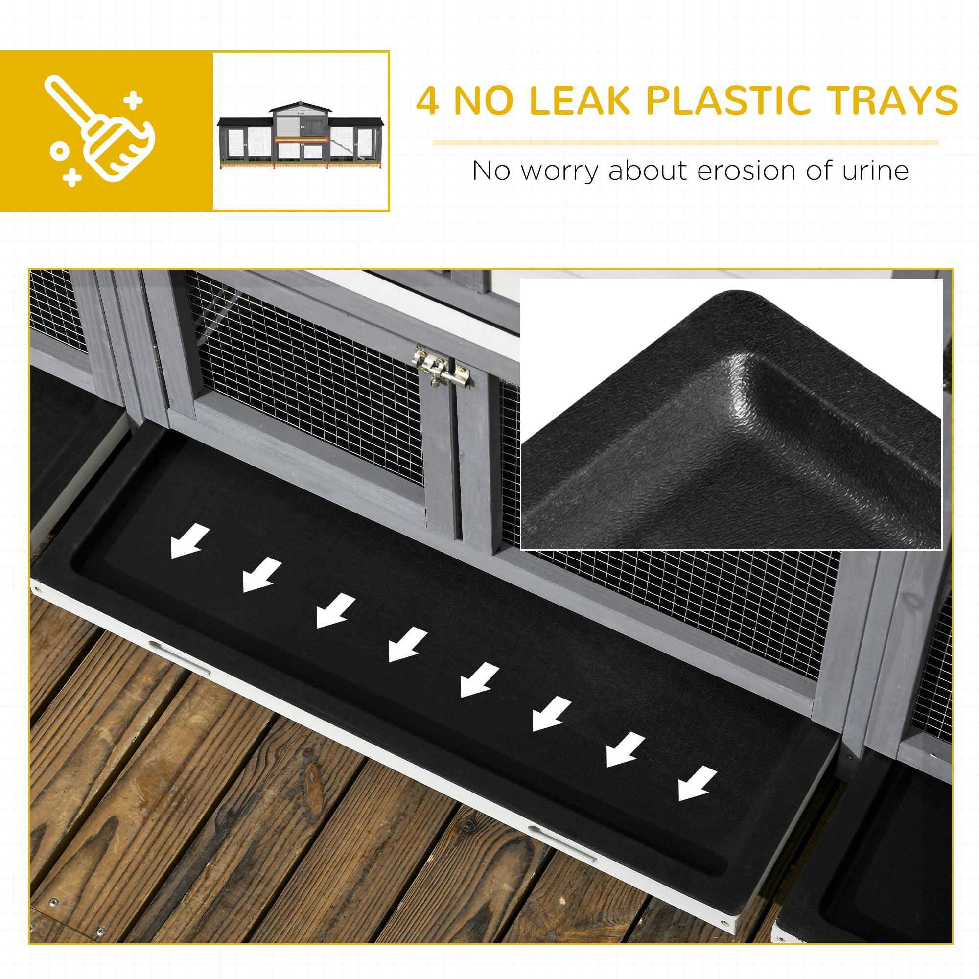 4 NO LEAK PLASTIC TRAYS  
No worry about erosion of urine