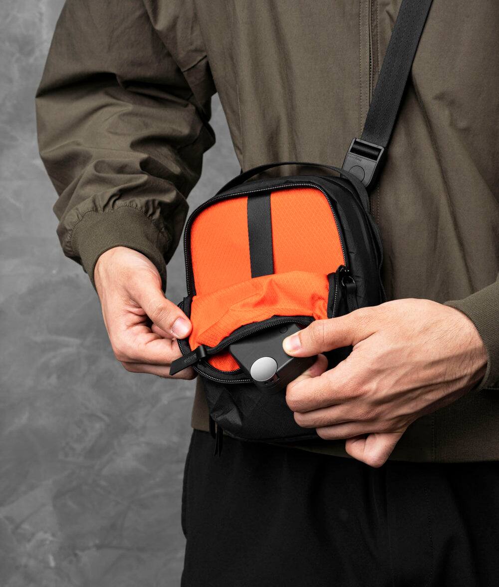 Alt View 3. ALPAKA - Metro Sling V2 1.5L Crossbody Sling Bag, Travel EDC Shoulder Bag, 6 Sleeves, YKK AquaGuard Zippers - Black Ultradyne 100D.
