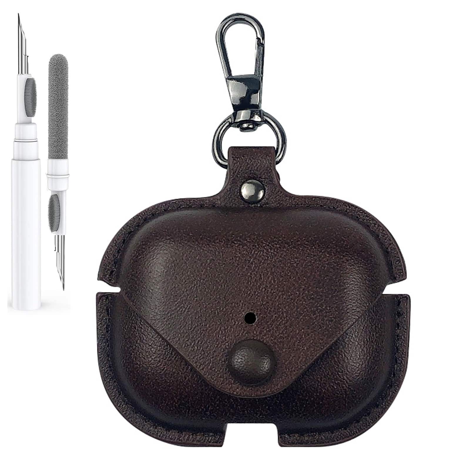 Dteck - Slim Faux Leather Earbuds Case for AirPods Pro 3rd Gen (2025) with Keychain,Business Dustproof Earphone Protective Cover - Darkbrown