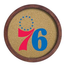 The Fan-Brand - Philadelphia 76ers 20.25'' Round Faux Barrel Framed Cork Board - Multicolor