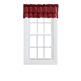 Ellis Curtain - Ellis Stacey 1.5" Rod Pocket High Quality Fabric Solid Color Window Ruffled Filler Valance 54"x13" - Merlot