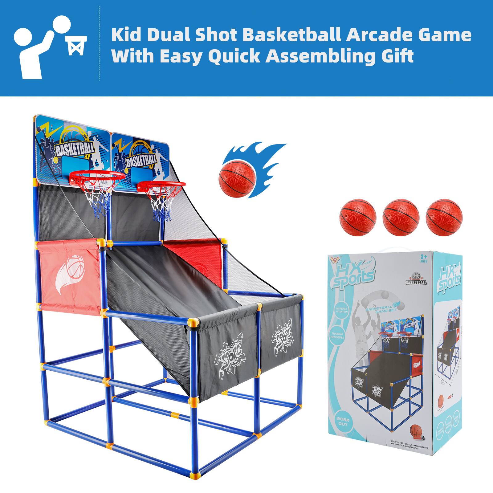 Kid Dual Shot Basketball Arcade Game With Easy Quick Assembling Gift