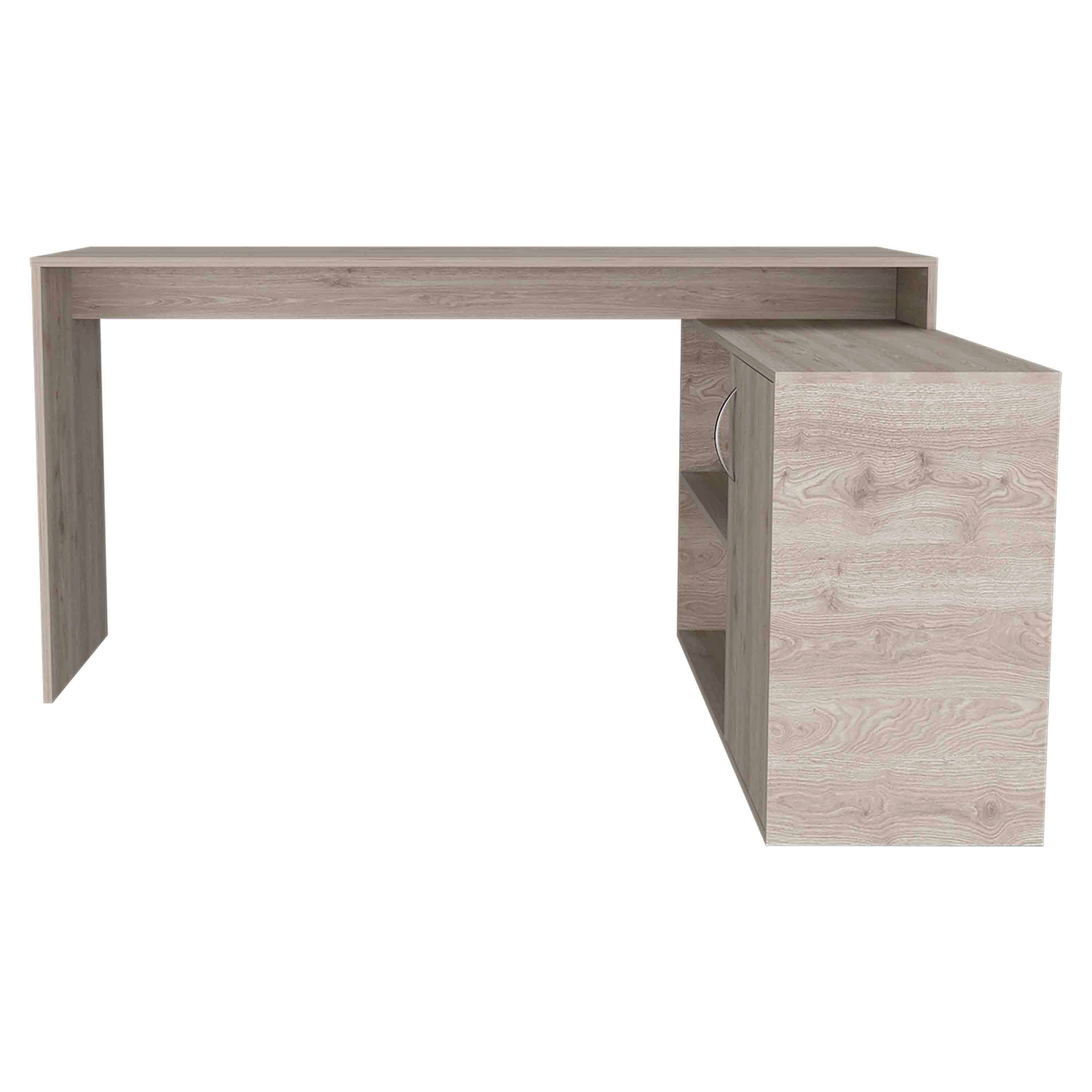 Alt View 2. APRILSOUL - Axis Modern L-Shaped Computer Desk with Open and Closed Storage -Light Gray - Gray.