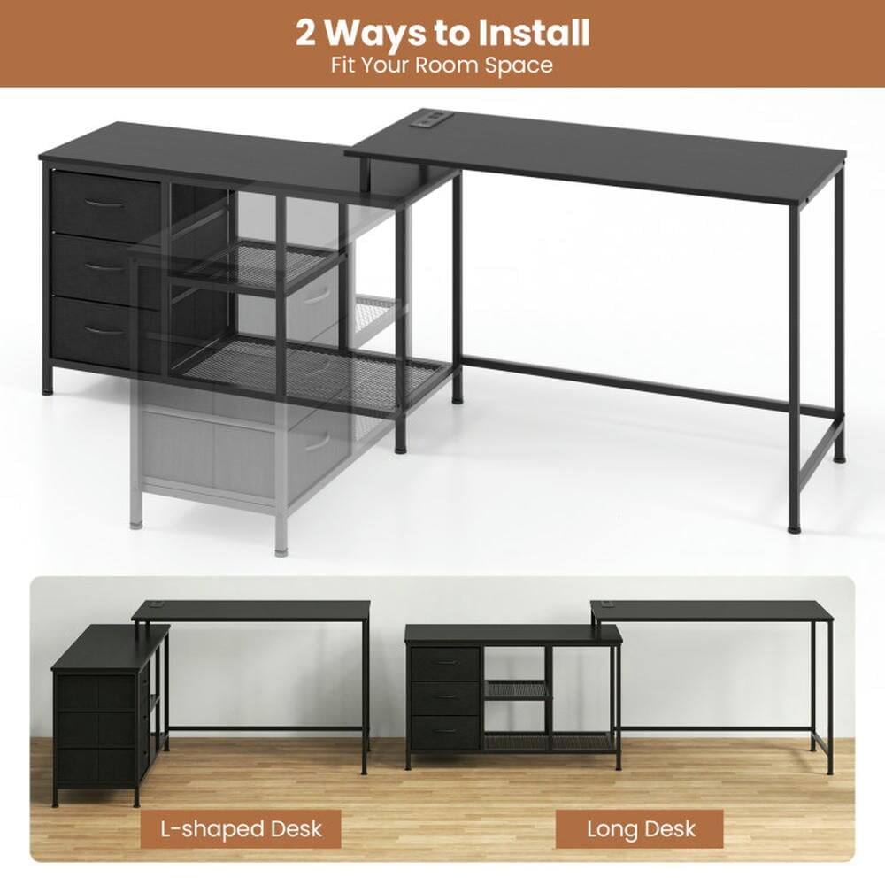 2 Ways to Install  
Fit Your Room Space

L-shaped Desk

Long Desk
