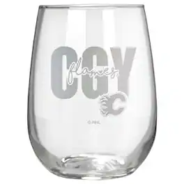 Great American Products - Calgary Flames Etched 17oz. City Stemless Wine Glass - Multicolor