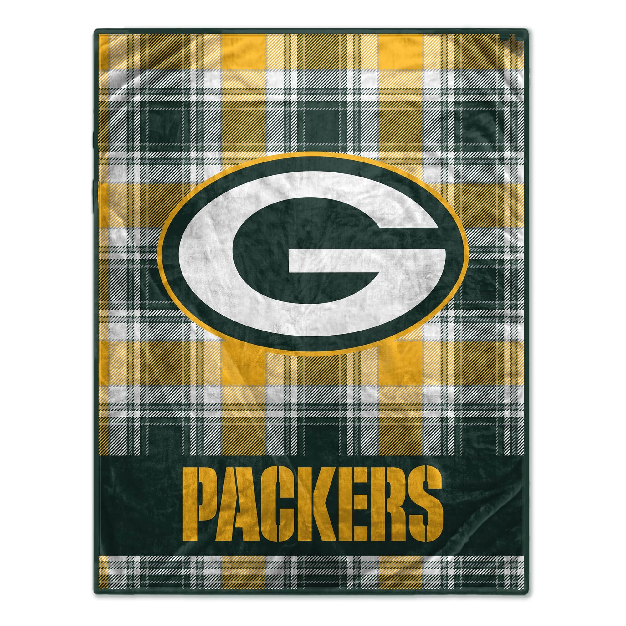Front. Pegasus - Green Bay Packers 66" x 95" Oversized Plaid FAN-mily Ultra Cozy Blanket - Multicolor.
