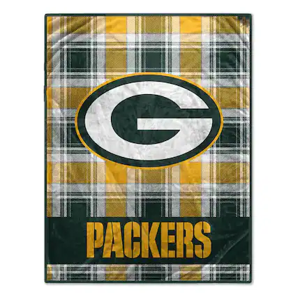 Front. Pegasus - Green Bay Packers 66" x 95" Oversized Plaid FAN-mily Ultra Cozy Blanket - Multicolor.