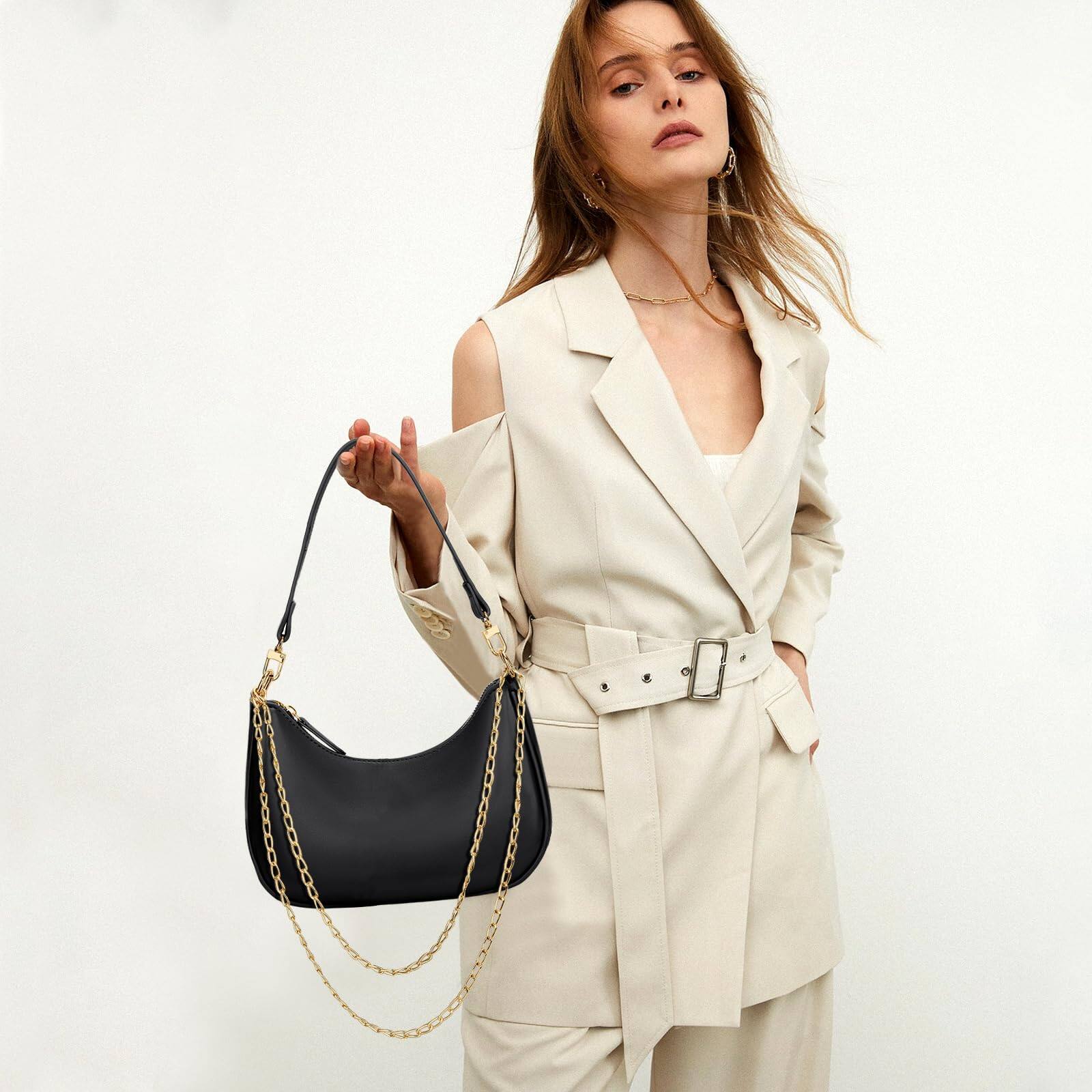 Alt View 4. Fabibe - Shoulder Bag For Women Cute Hobo Purses And Handbags Retro Clutch Underarm Purse - Black.