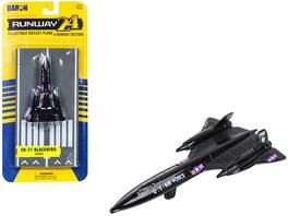 Lockheed SR-71 Blackbird Aircraft "United States Air Force" with Runway Section Diecast Model Airplane by Runway24 - Black