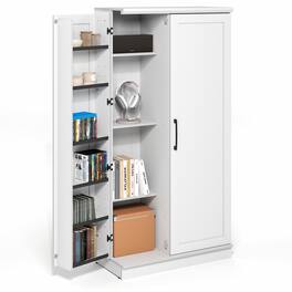 Furinno - Robin Multipurpose Storage Cabinet, Pantry Cabinet, Kitchen Cabinet with 2 Doors, 71 H - White