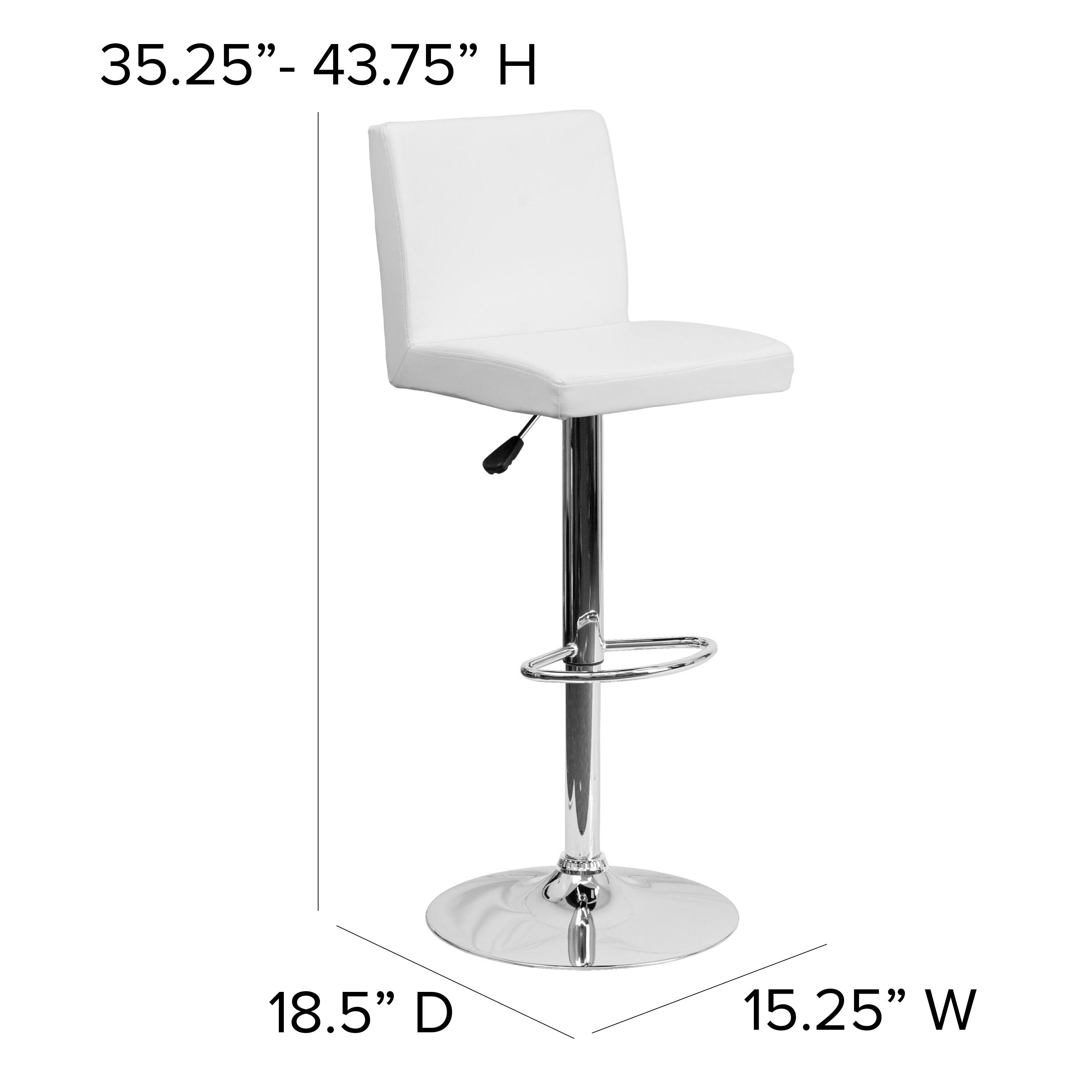 Alt View 13. Alamont Home - Contemporary Vinyl Adjustable Height Barstool with Panel Back and Chrome Base - White.