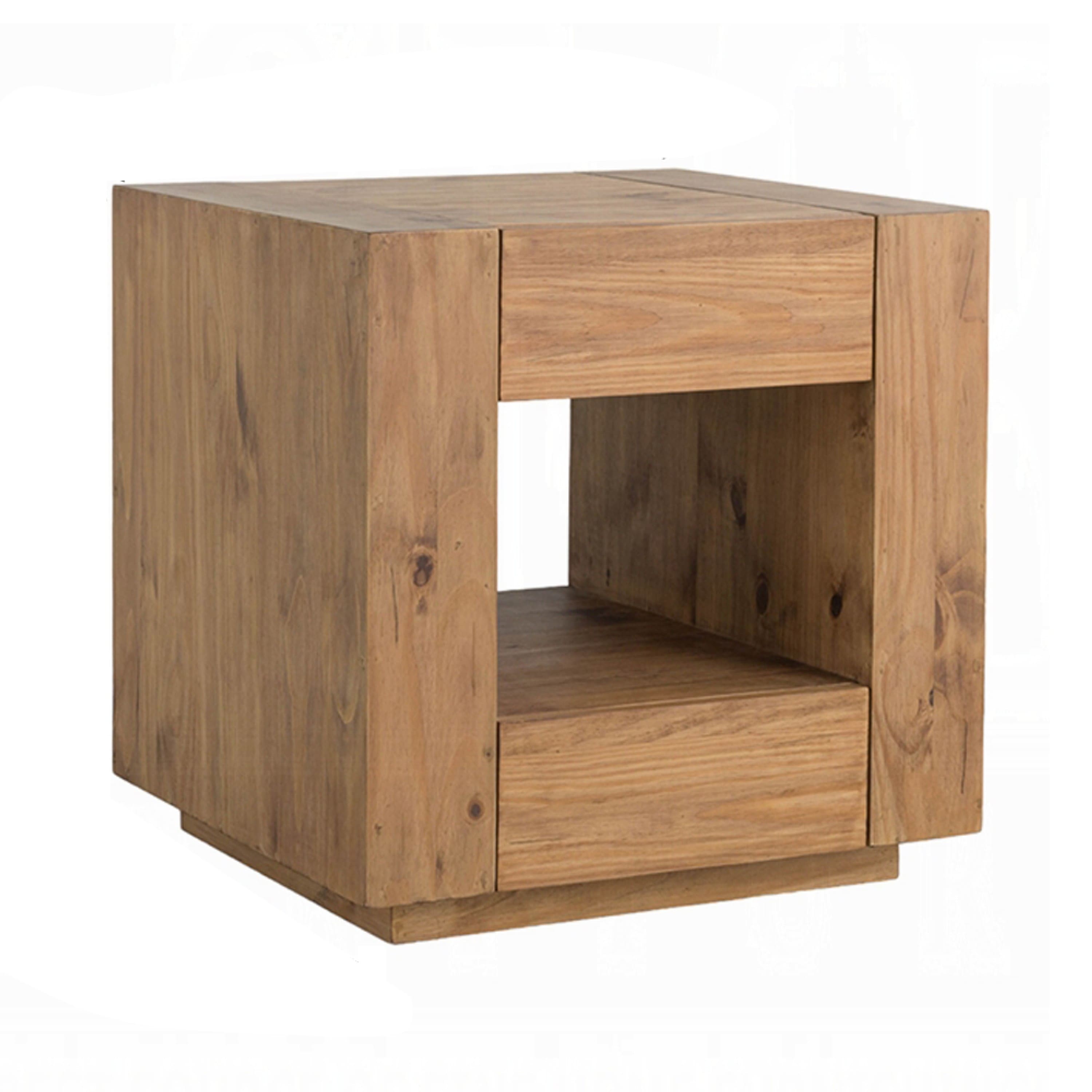 Manhattan Lane - Ayma End Table, 1 Inner Shelf, Drawers, Brown Oak Wood Frame, 24 Inch - Oak Brown