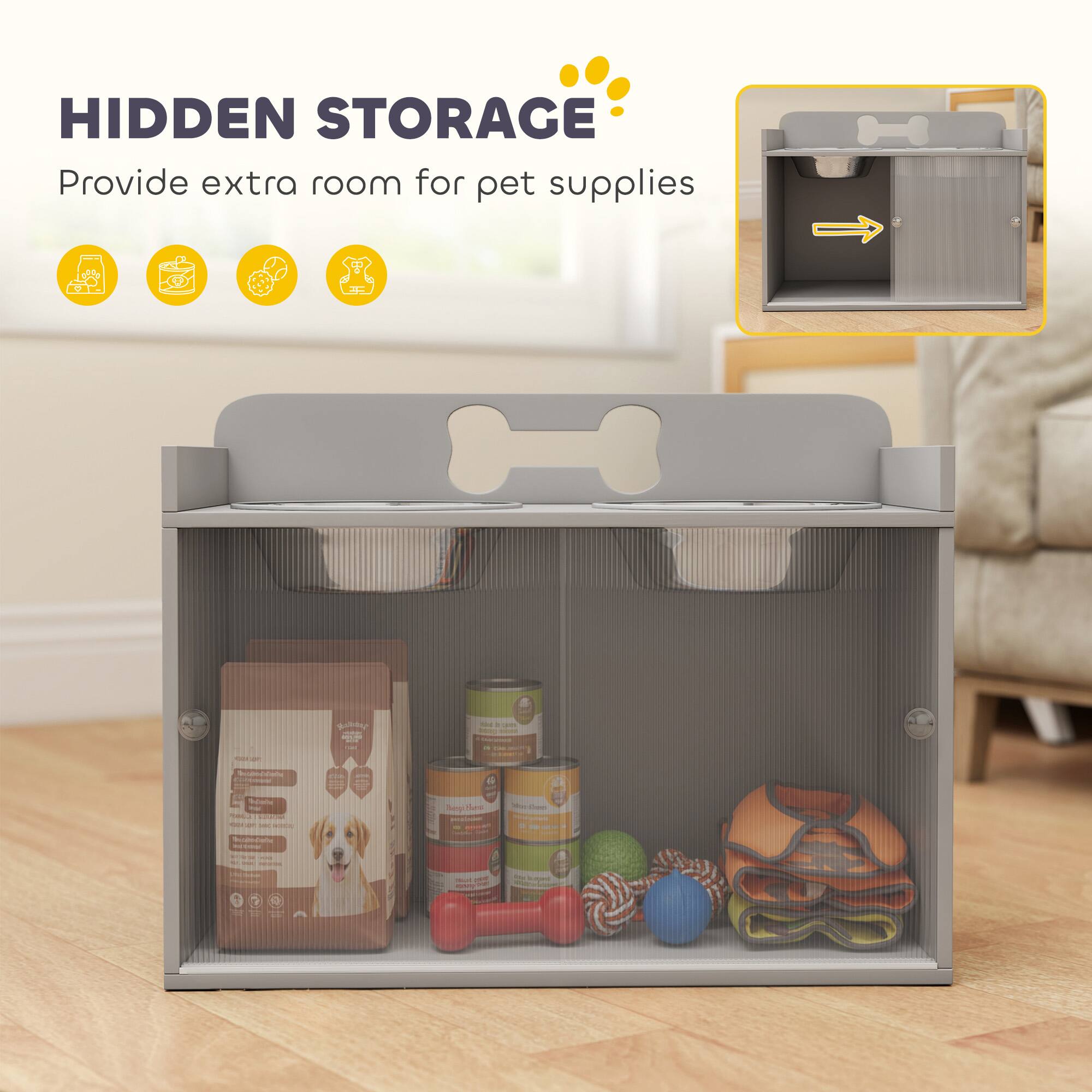 HIDDEN STORAGE  
Provide extra room for pet supplies