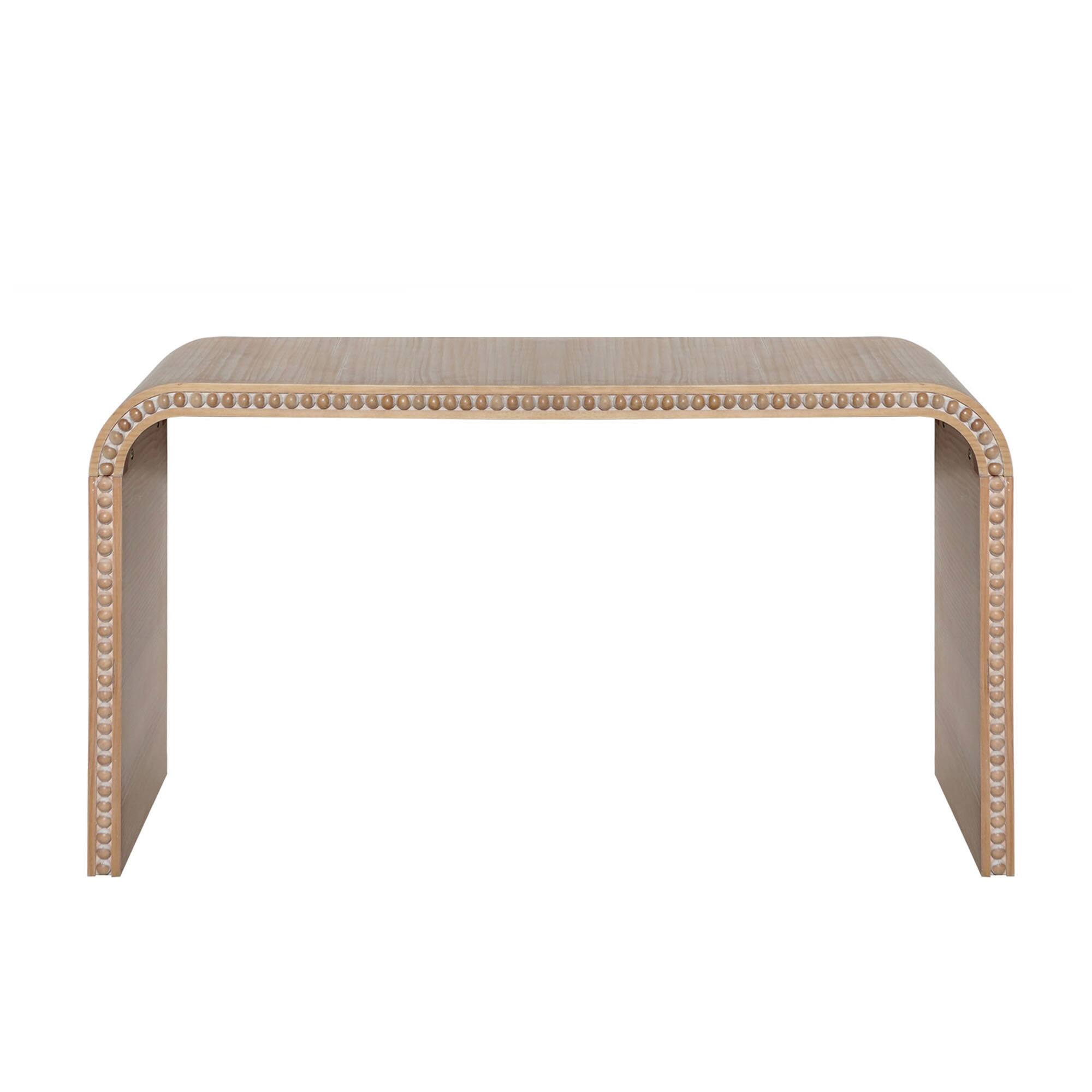 Alt View 2. Spaco - Spaco Curved Wood Art Console Table, 59 Inch Entryway Table with Wood Beads for Living Room Hallway Office - Antique Natural.
