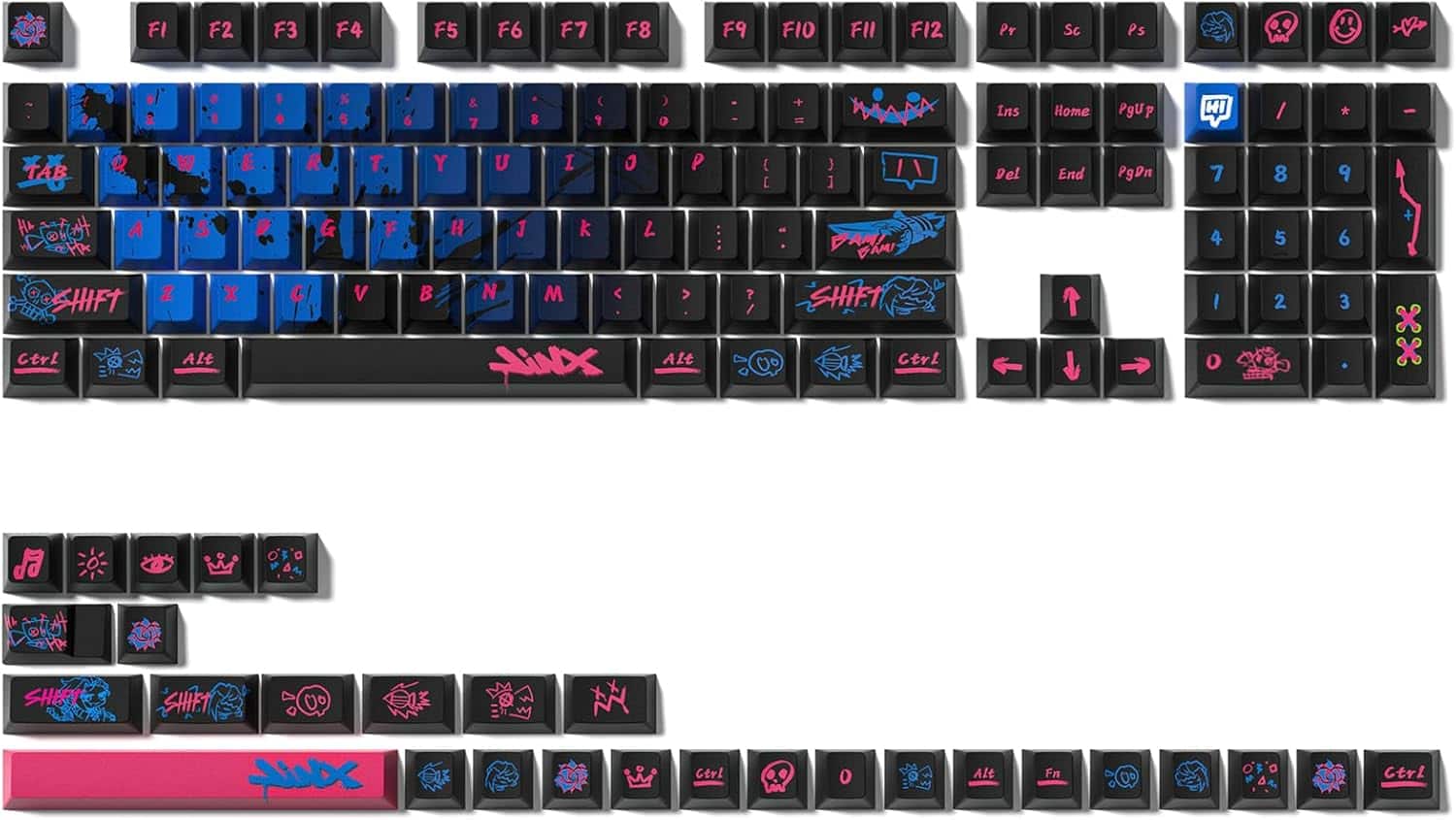 Womier - PBT Keycaps, Cherry Profile Dye-Sub Theme Keycaps for Cherry Gateron MX Switches Mechanical Keyboards - JINX-137 Keys price history on PriceWatchPro