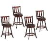 Front. Costway - Costway Set of 4 25" Swivel Bar stool Leather Padded Dining Kitchen Pub Bistro Chair - Nut-brown.