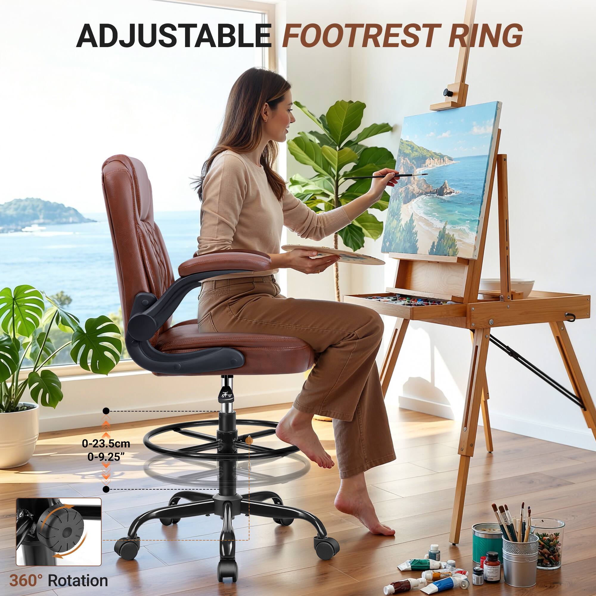 ADJUSTABLE FOOTREST RING  
0-23.5cm 0-9.25"  
360° Rotation