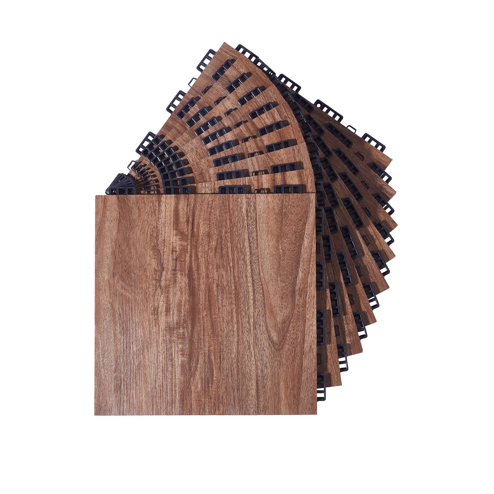 Alt View 5. VEVOR - Dance Floor Tiles, 12.4 x 12.4 in 9 Piece Interlocking Dance Flooring, Portable Dance Practice Floor - Wood.