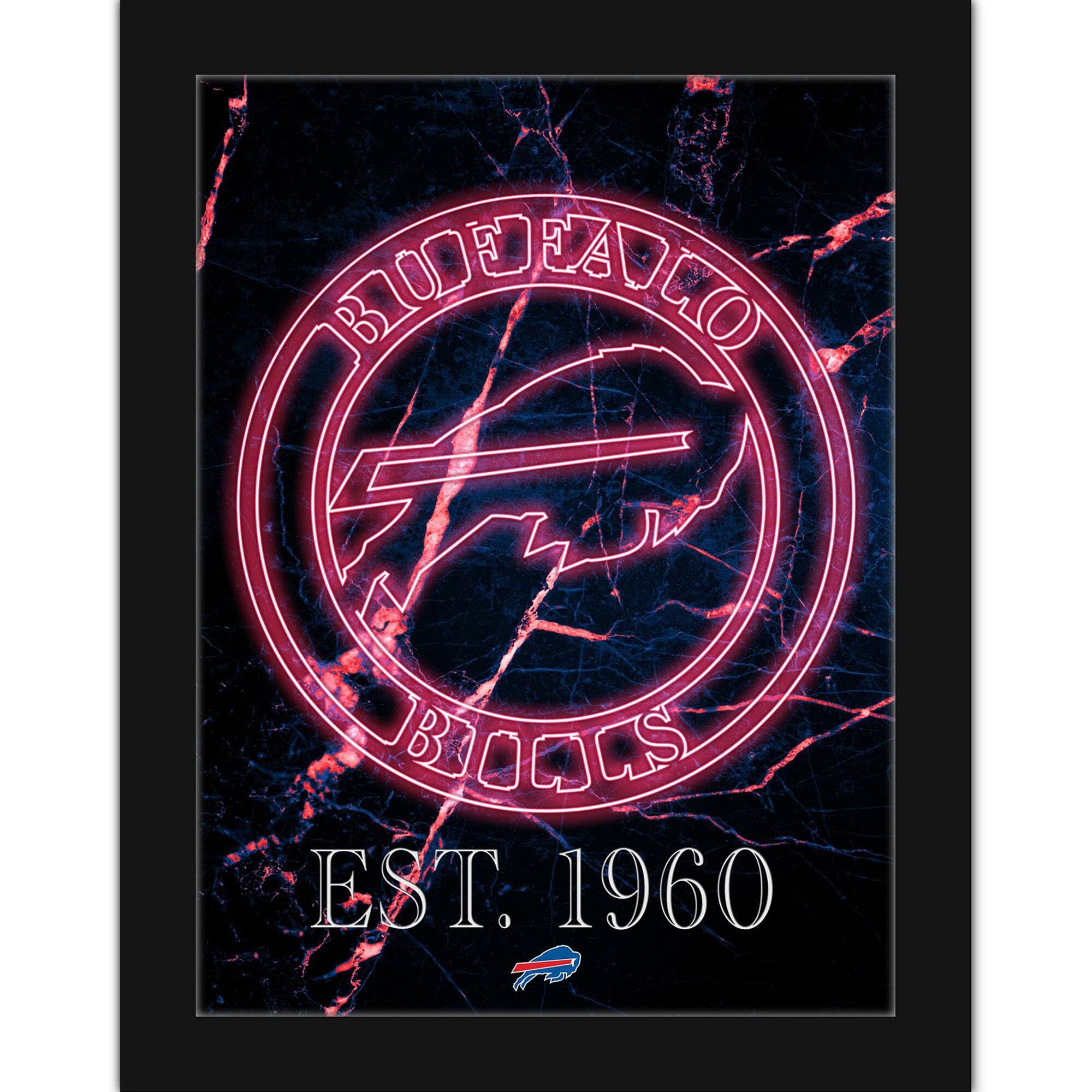 Black Buffalo Bills 12'' x 16'' Framed Circle Logo Print