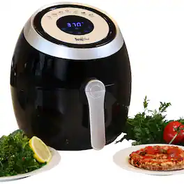 TOTAL Chef - Electric Air Fryer Oven 3.8qt / 3.6L, 7 Cooking Presets, Digital Touch Controls - Black Stainless Steel