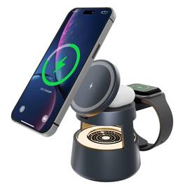 Luckbyte - 15W Magnetic 4-in-1 Wireless Charging Station with Night Light, Fast Foldable Charger for iPhone 17-8, Watch & Earbuds
