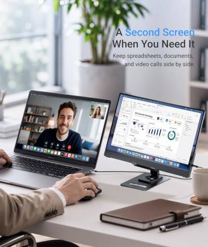 A Second Screen When You Need It  
Keep spreadsheets, documents, and video calls side by side.