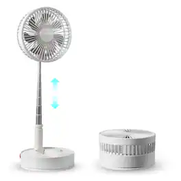 VEVOR - 8 Inch Foldable Oscillating Standing Fan with Remote Control, 4 Speed Portable Desk Quiet Fan, 7200mah Rechargeable USB - White