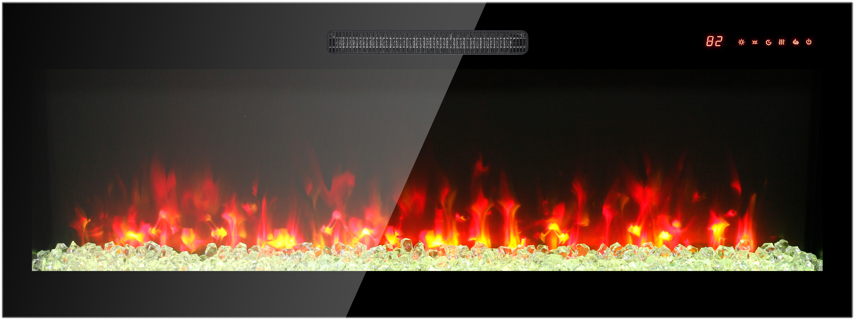 Back. GOODSILO - 50 Inch Recessed Ultra Thin Electric Fireplace, Wall Mounted, Multi Color Flame & Ember Bed, LED Heater - Antique Black.