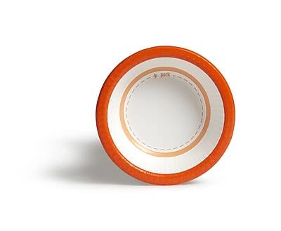 Alt View 1. Perk - Heavy-Weight Paper Bowl, 12 oz./Orange, 125/Pack - White/Orange.