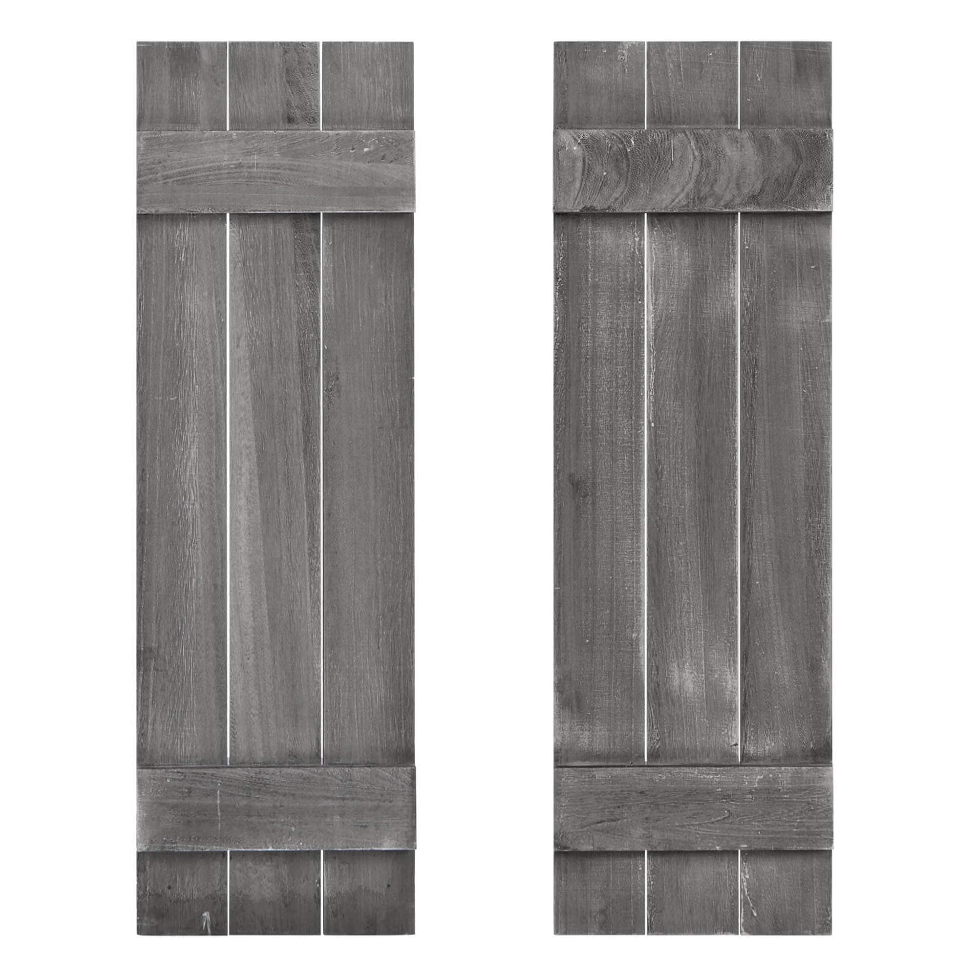 Costway - Window Shutter Set of 2 Reclaimed Paulownia Wood Wall Decor with Antiqued Surface - Dark Gray
