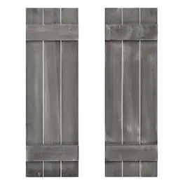 Costway - Window Shutter Set of 2 Reclaimed Paulownia Wood Wall Decor with Antiqued Surface - Dark Gray