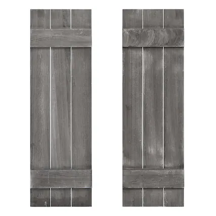 Front. Costway - Costway Window Shutter Set of 2 Reclaimed Paulownia Wood Wall Decor with Antiqued Surface - Dark Grey.