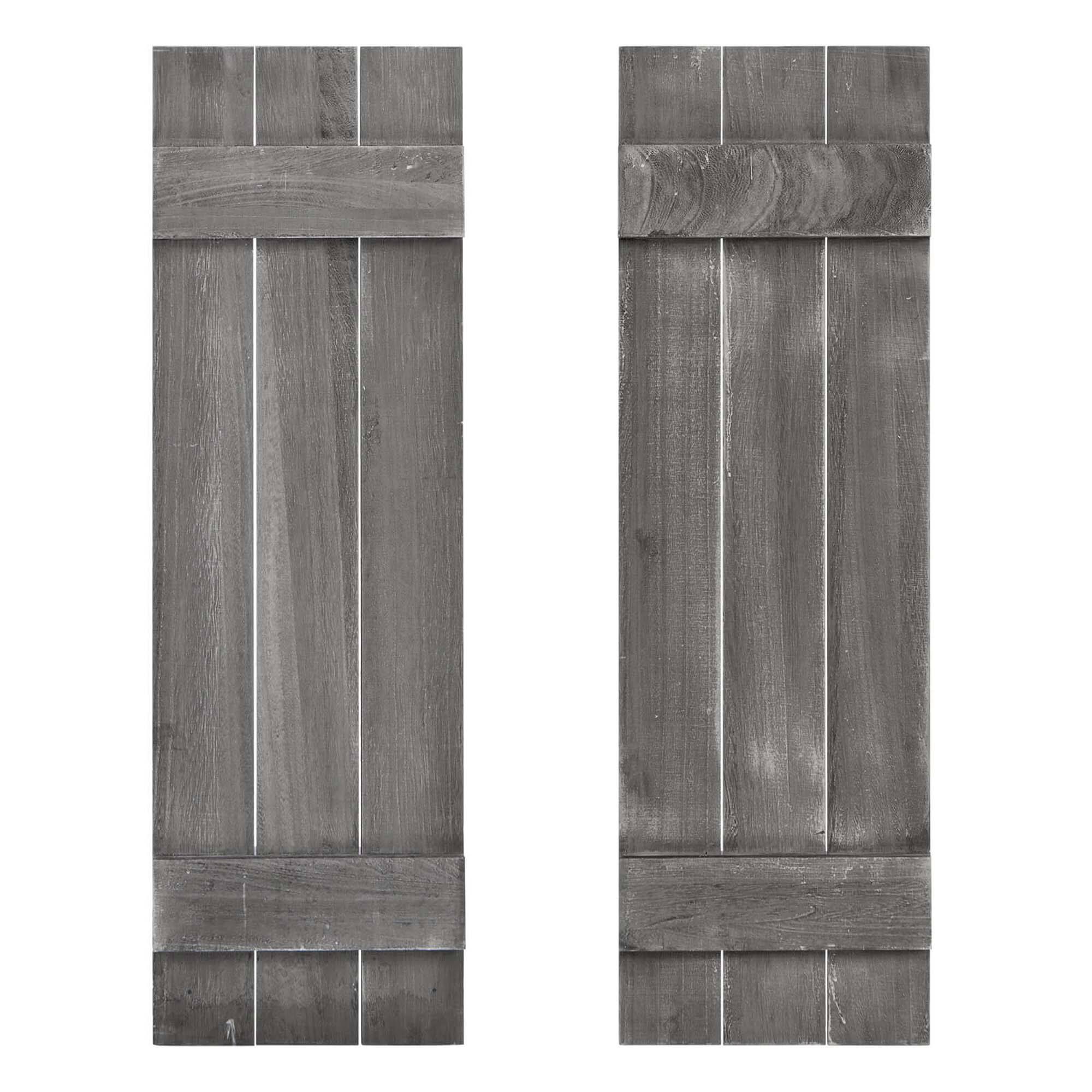 Front. Costway - Costway Window Shutter Set of 2 Reclaimed Paulownia Wood Wall Decor with Antiqued Surface - Dark Grey.