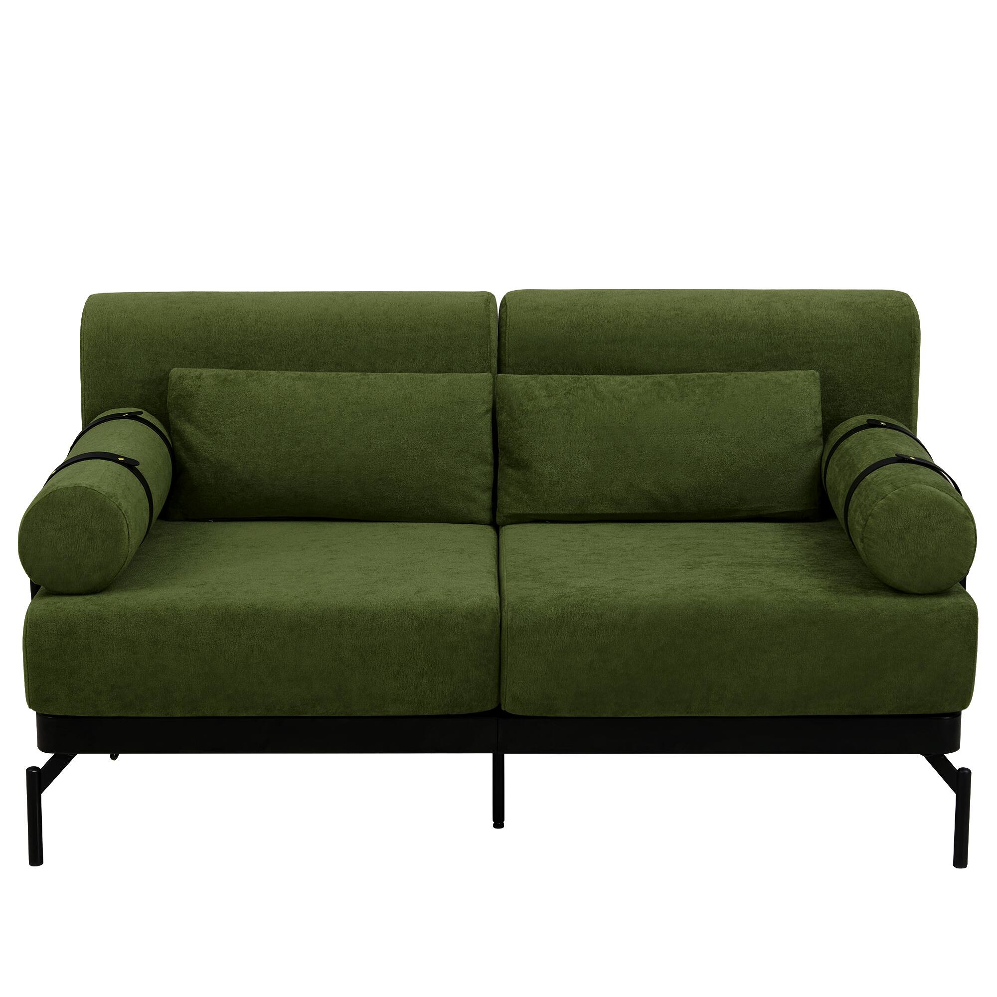 Alt View 7. GOODSILO - Modern Loveseat Sofa 59"" Couch 2-Seater with USB Ports & Unique Armrests - Green.
