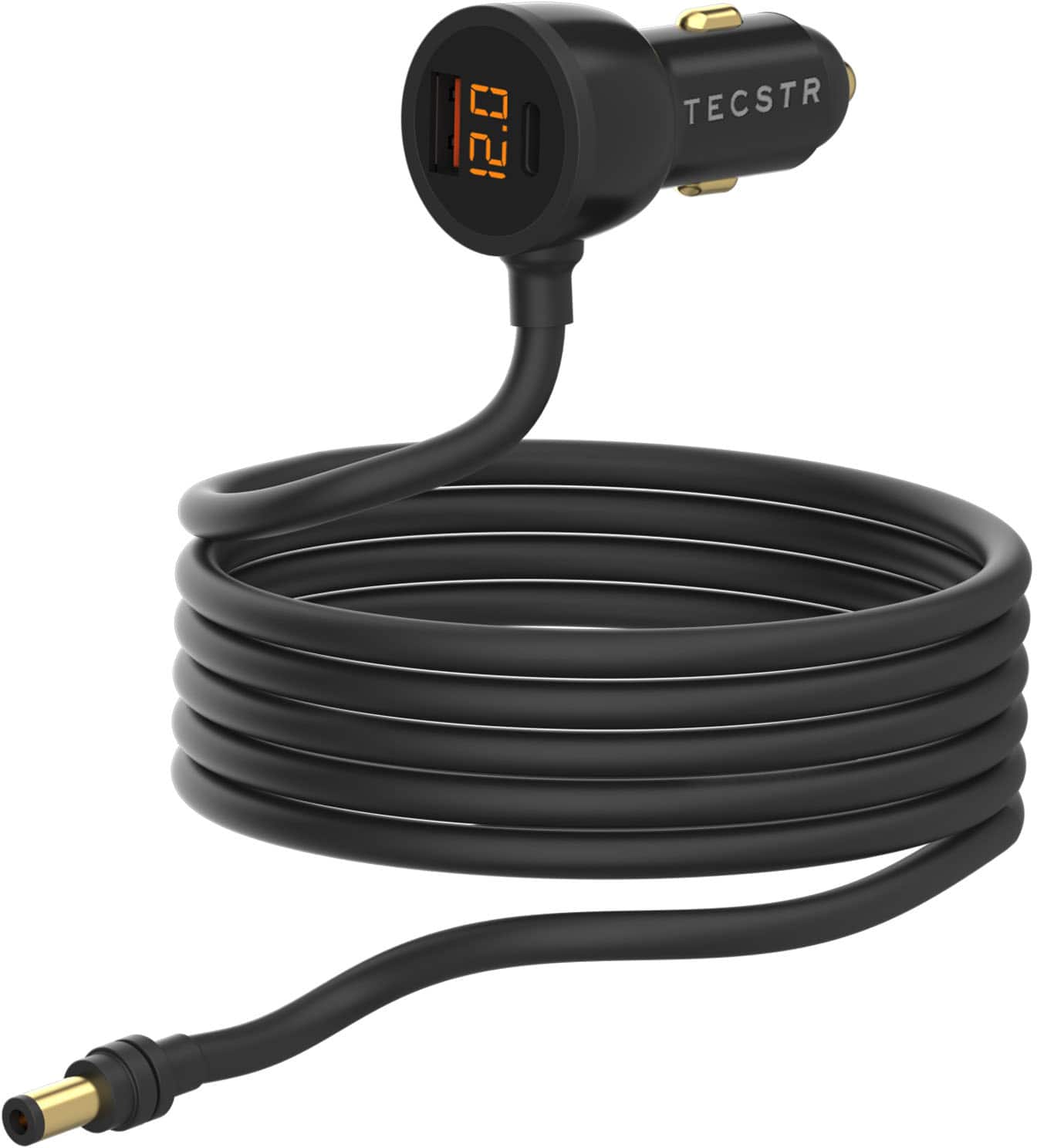 Front. TECSTR - Starlink Mini Car Charger 16.5 ft - Black.