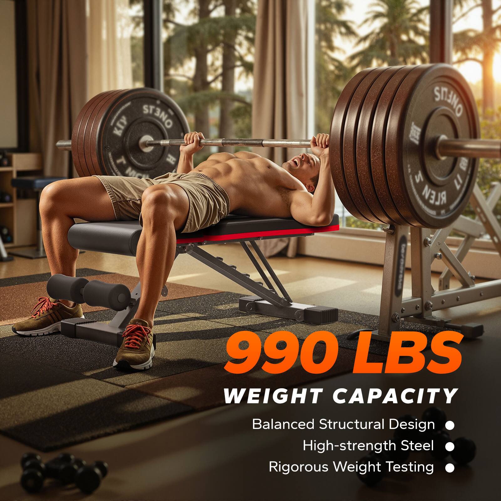 KD STINO T H MC ONFUS  
17 RLEV 990 LBS WEIGHT CAPACITY  
Balanced Structural Design  
High-strength Steel  
Rigorous Weight Testing