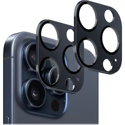 Angle. SaharaCase - ZeroDamage Camera Lens Protector for Apple iPhone 15 Pro and iPhone 15 Pro Max (2-Pack) - Blue.