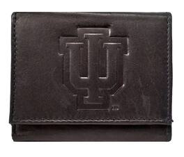 Rico Industries - Indiana Hoosiers Distressed Look Embossed Logo Black Leather Trifold Wallet - Multi