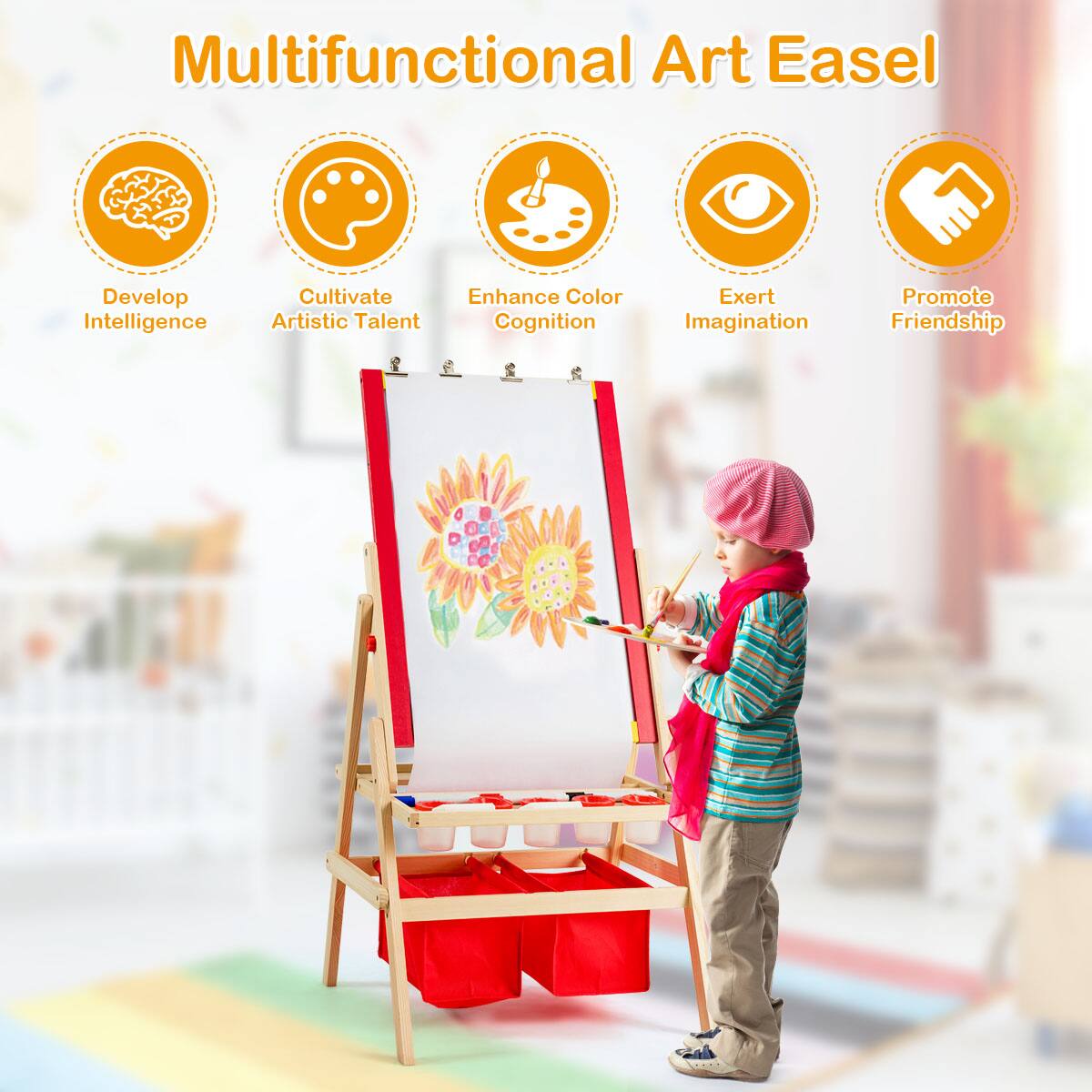 Multifunctional Art Easel: Develop Intelligence, Cultivate Artistic Talent, Enhance Color, Exert Imagination, and Promote Friendship.