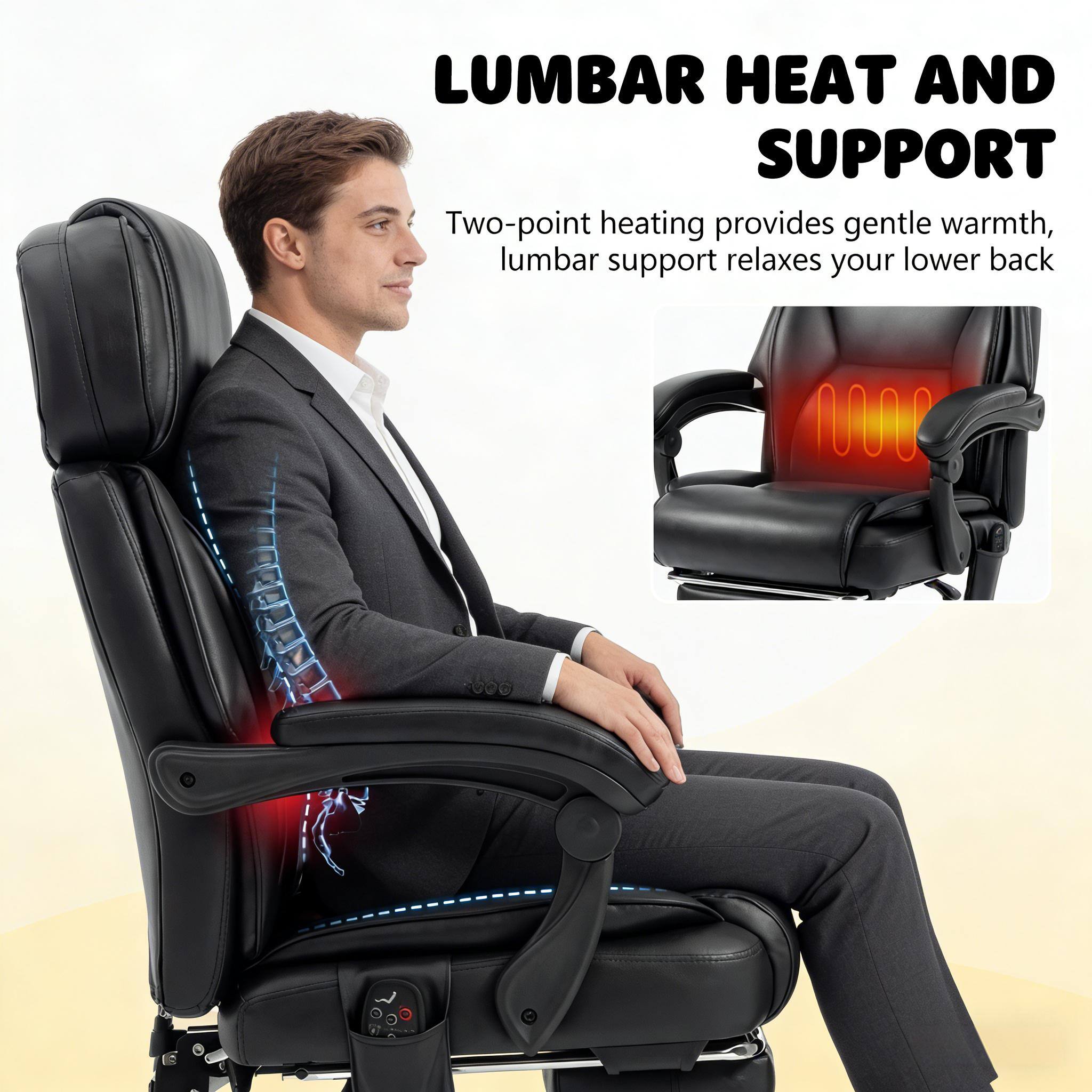 LUMBAR HEAT AND SUPPORT

Two-point heating provides gentle warmth, lumbar support relaxes your lower back