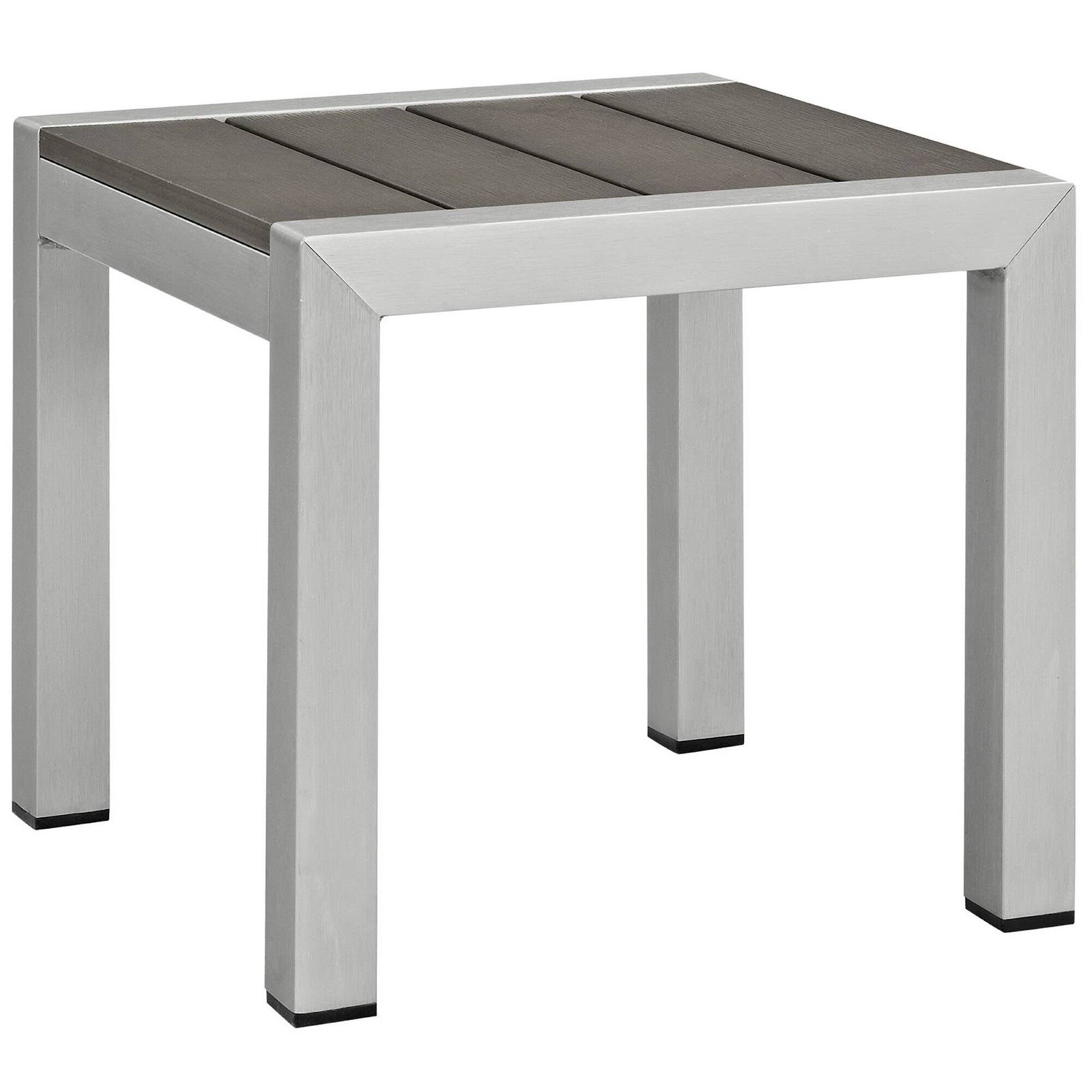 Left. Modway - Shore 3-Piece Outdoor Patio Aluminum Set - Two Chairs and Side Table - Silver Gray.
