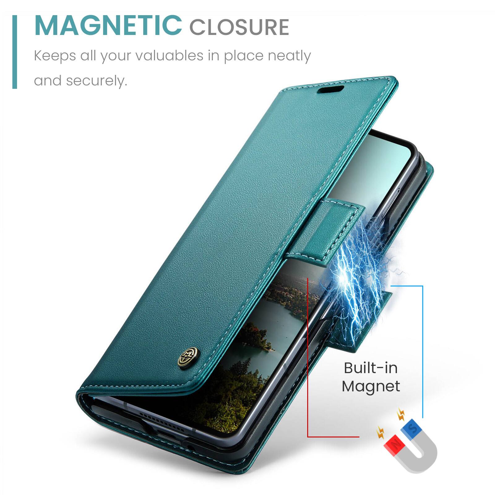 MAGNETIC CLOSURE  
Keeps all your valuables in place neatly and securely.  
Built-in Magnet