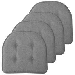 Sweet Home Collection - Solid Color U Shaped Memory Foam 17" x 16" Chair Cushions, 4-Pack - Gray