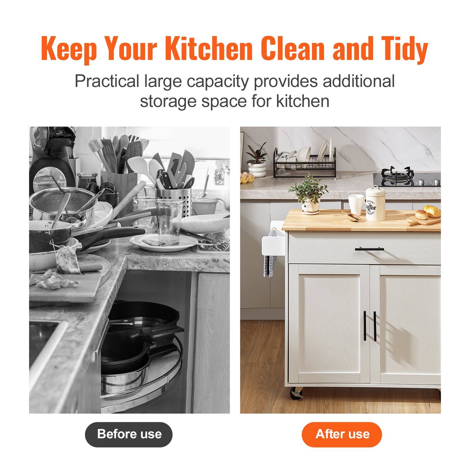 Keep Your Kitchen Clean and Tidy

Practical large capacity provides additional storage space for kitchen

Before use

After use