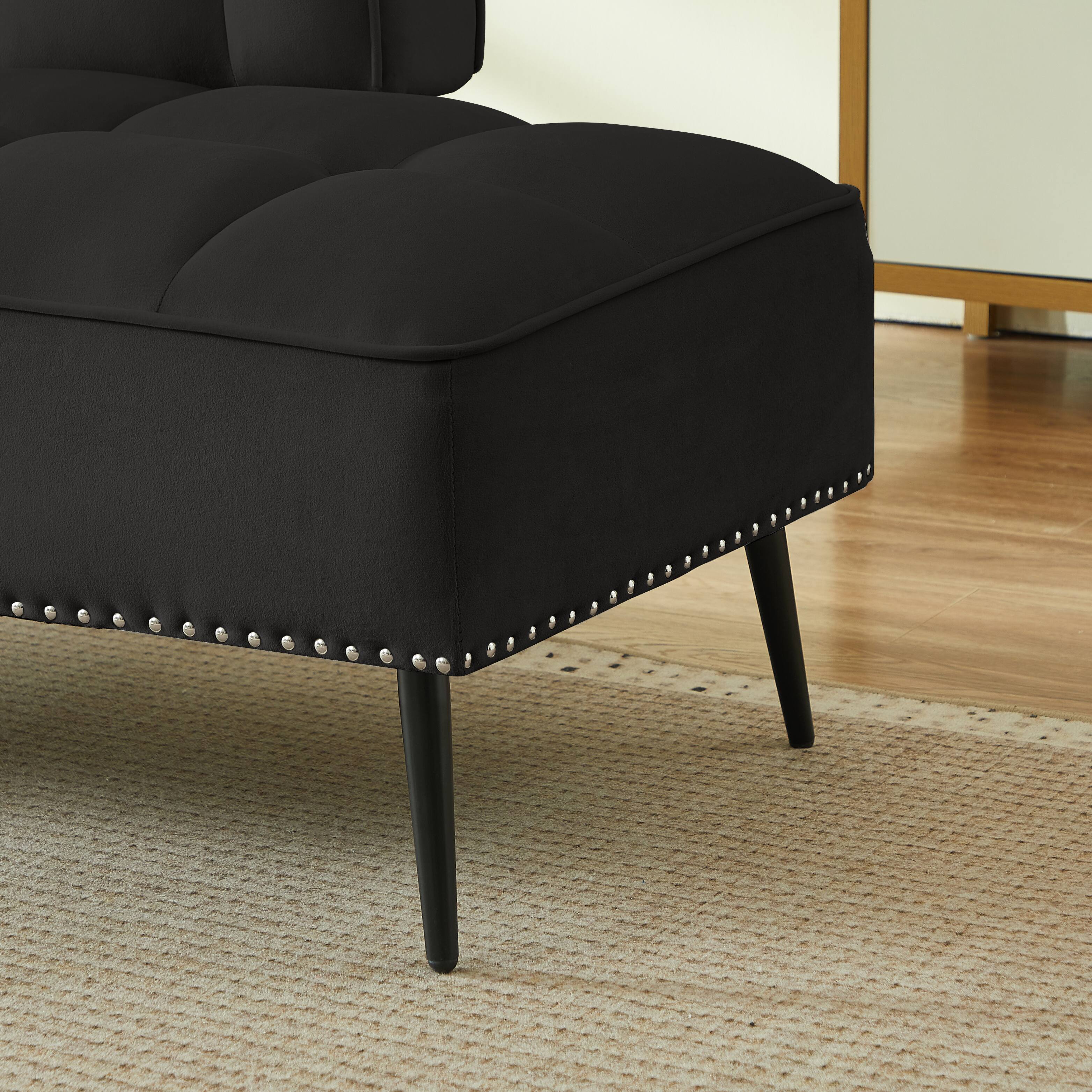 Alt View 1. Z-Edge - 54" Comfy Velvet Loveseat Sofa, 2 Seater Deep Seat Couch with Backrest & 360° Rotating Side Table for Living Room Office - Black.