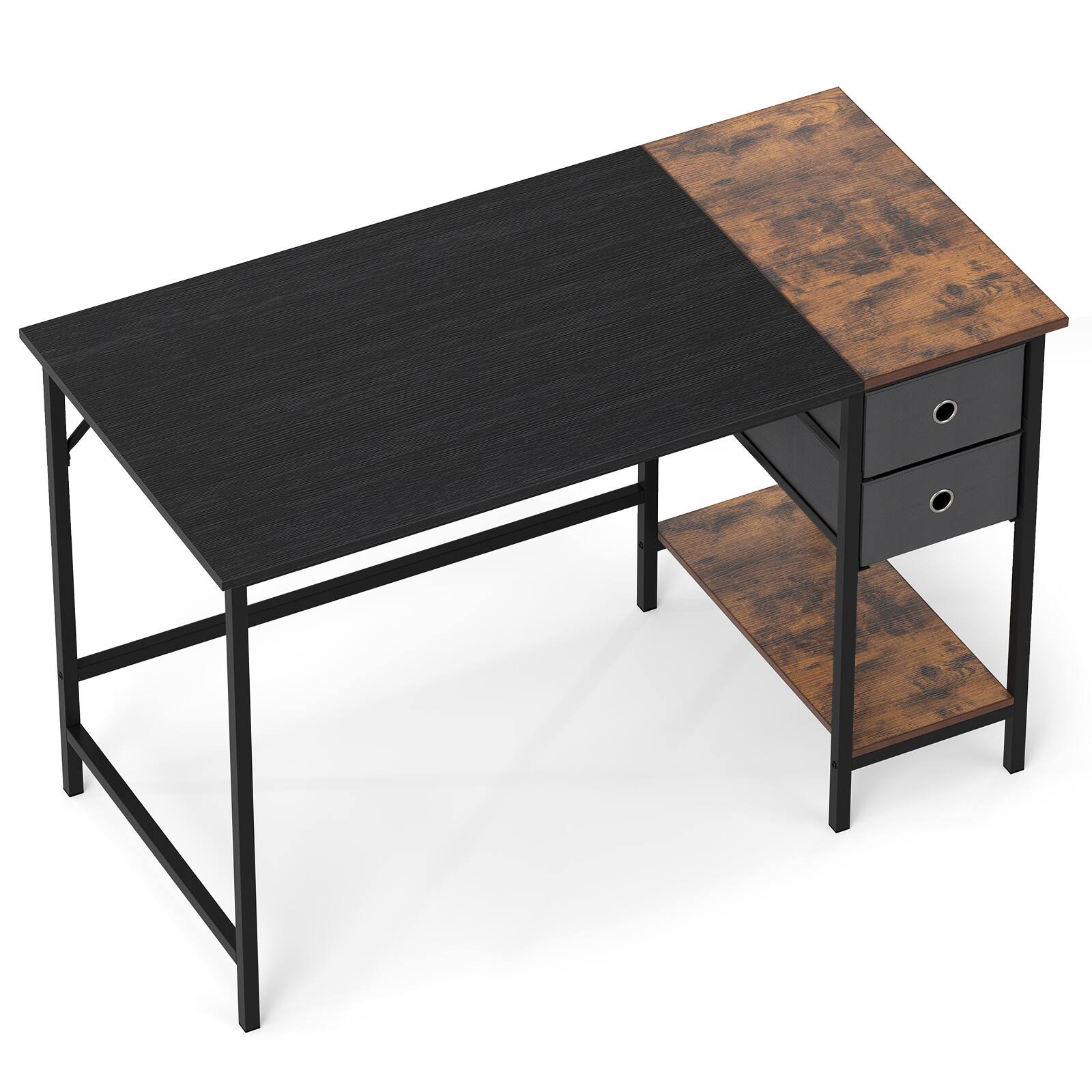Alt View 8. Gymax - Gymax 48'' Computer Desk w/ 2 Fabric Drawers Open Storage Shelf for Working Gaming - Black.